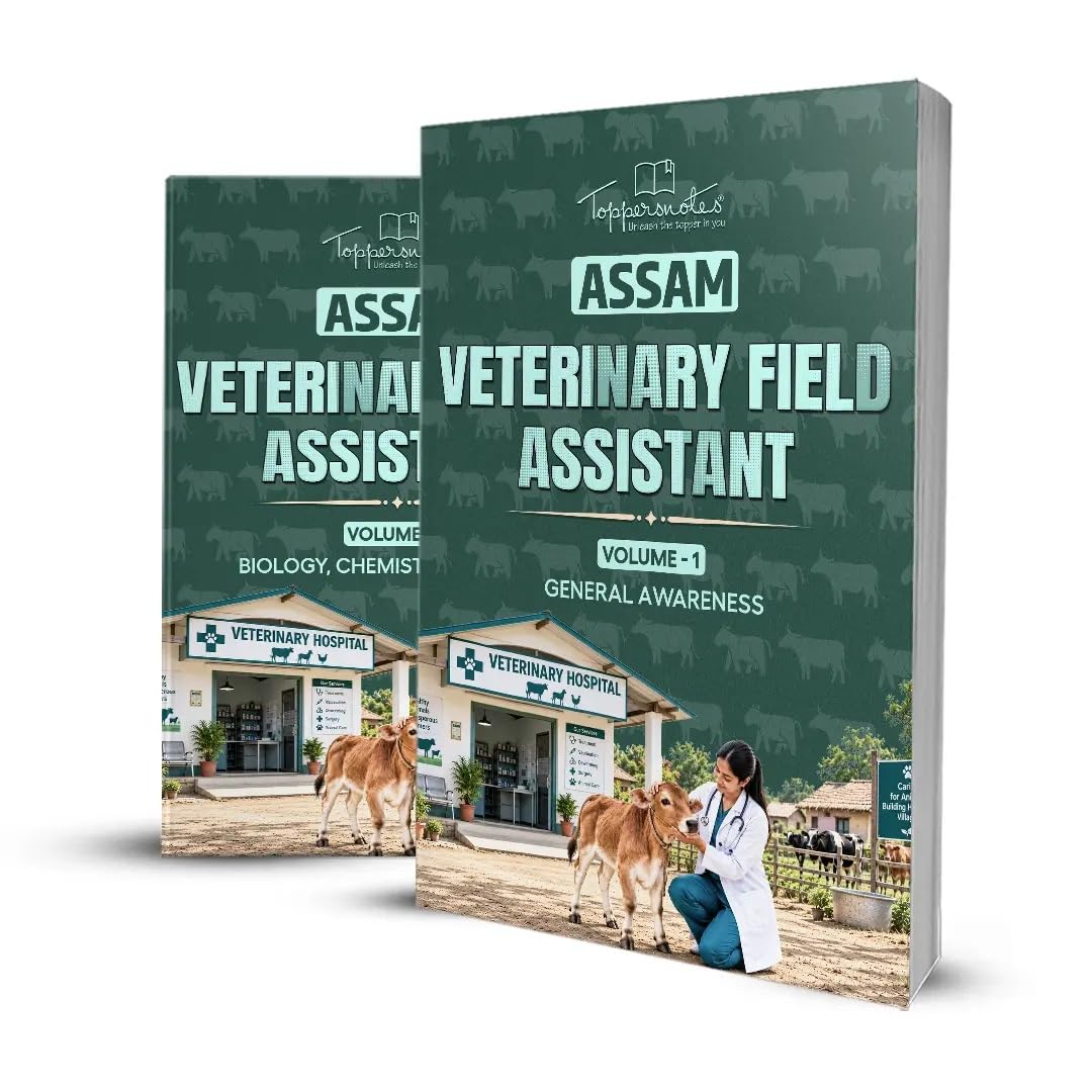 Assam - Veterinary Field Assistant Exam Preparation Study Material Notes, English Medium, Set of 2 Books, ToppersNotes Latest Edition