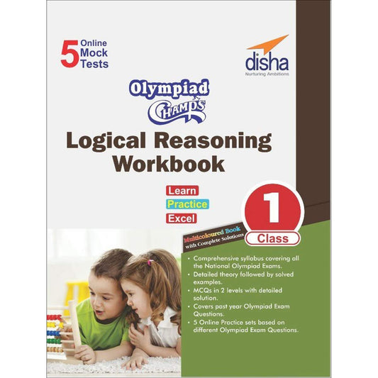 Olympiad Champs Logical Reasoning Workbook Class 1 with 5 Mock Online Olympiad Tests by Disha Experts book cover