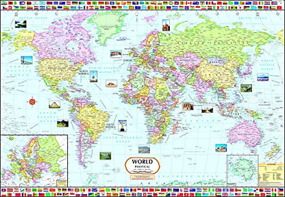 Himachal Pradesh Map, India Map & World Map | NON LAMINATED | SET OF 3 | Useful for UPSC, PCS, SSC, RAILWAY'S, State and Other Competitive Exams.