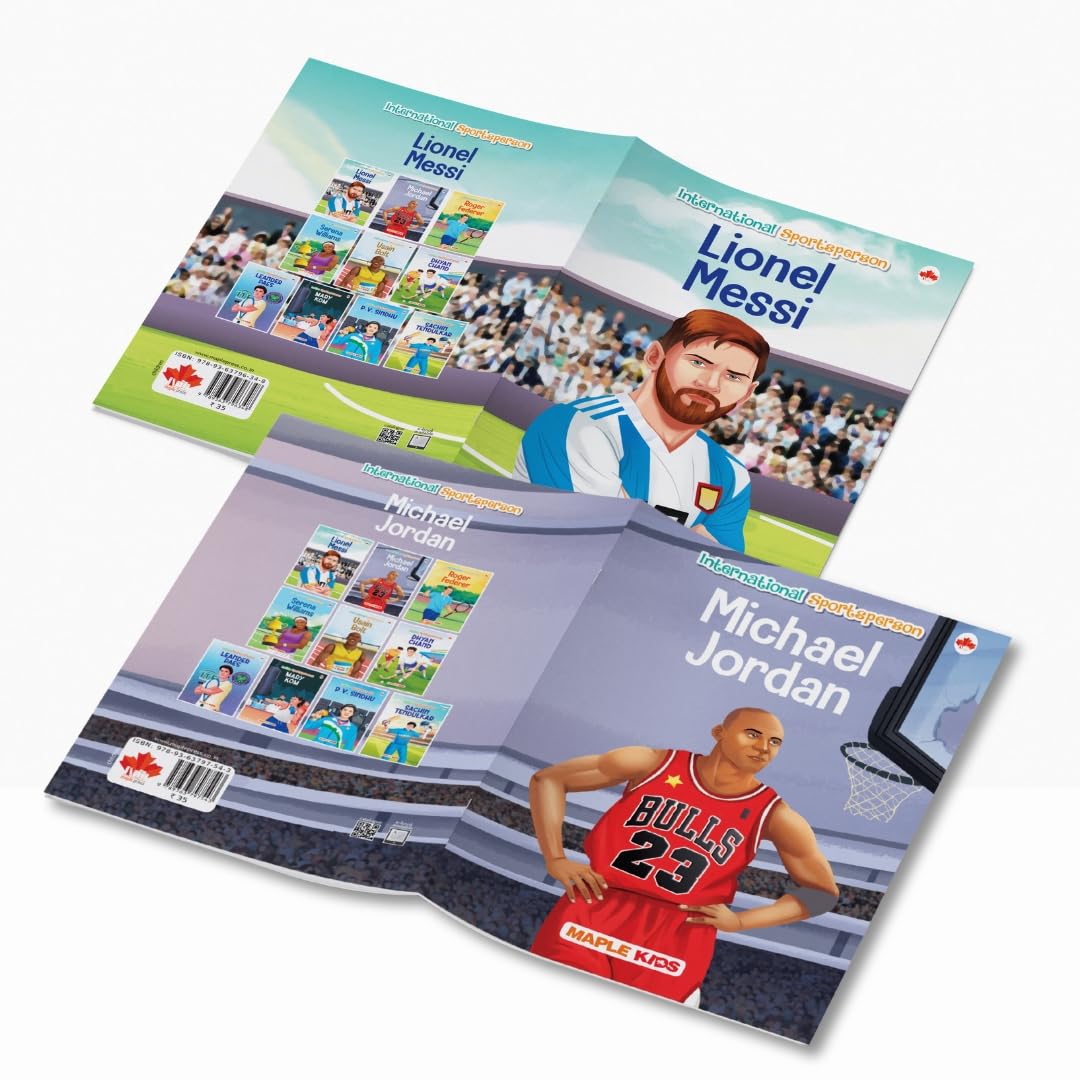 Story Books for Kids - Sportspersons (Set of 5 Books) (Illustrated) - International Sportsmen - Messi, Roger Federer, Serena Williams, Michael Jordan, Usain Bolt - Biographies for Children - Age 6+