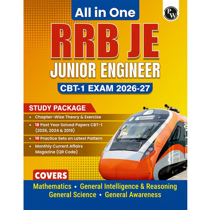 PW All in One RRB JE (Junior Engineer) CBT - 1 Book 2026-27 Exam l Chapterwise Theory, Short Tricks and Exercises, 18 Previous Year Solved Papers (2026, 2024 & 2019) PYQs with 10 Practice Sets