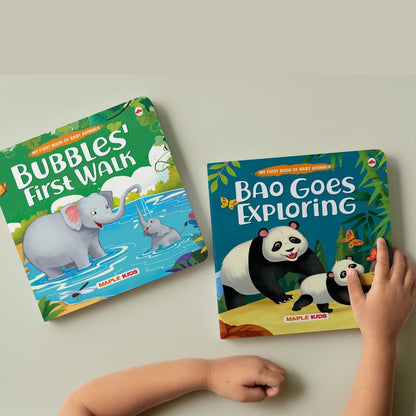 Story Books for Kids - Baby Animal Stories (Set of 4 Books) (Illustrated) - Board Book - Bedtime Stories - Age 2+ Years - Bao Goes Exploring, Pingo ... Aloud to Infants, Toddlers - Hardbound Book
