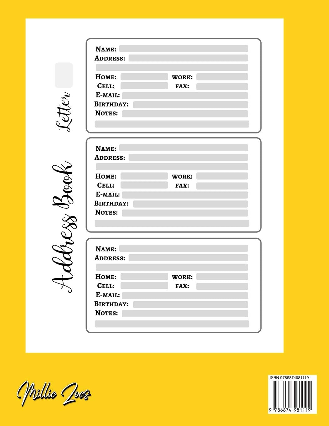 Address Book: Address Book with Alphabetical Index Address Book A-Z Index Alphabetical Address Book Yellow