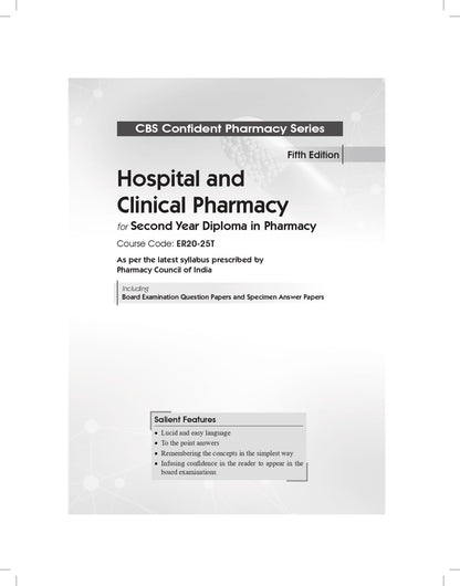 CBS Confident Pharmacy Series | Hospital and Clinical Pharmacy| for Second Year Diploma in Pharmacy 5/e