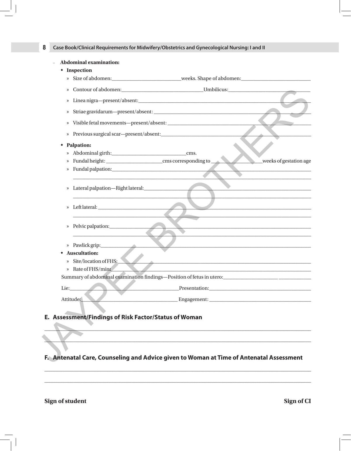 Case Book/ Clinical Requirements for Midwifery/ Obstetrics and Gynecological (OBG) Nursing I & II, 3/E | Clinical Case Recording Book for BSc Nursing 6th & 7th Semesters: 1