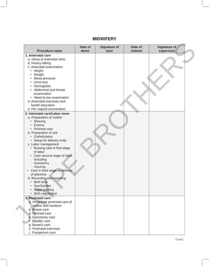 PRACTICAL RECORD BOOK OF AUXILIARY NURSE MIDWIFERY (ANM) (2 YEARS COURSE) (AS PER INC SYLLABUS)