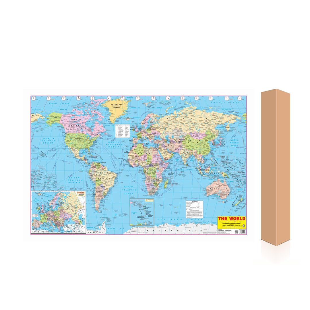 World Map Educational Wall Chart – Double-Sided Laminated Poster with Detailed Continents, Countries & Oceans, Learn Geography, Ideal for Kids, Students, School, Classroom & Home Learning, 48x73 cm