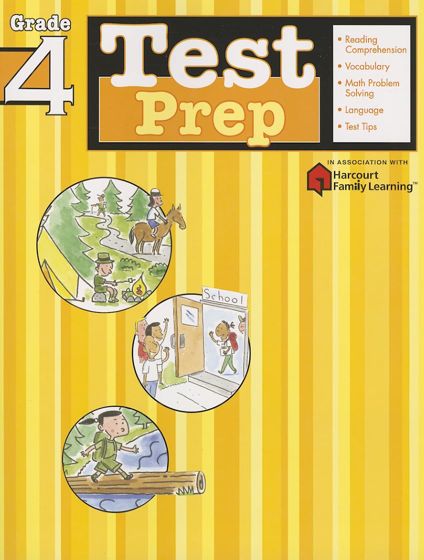 Test Prep: Grade 4 (Flash Kids Harcourt Family Learning) book cover