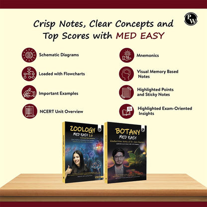 PW Med Easy Zoology 2.0 and Botany Handwritten Notes Combo Set of 2 Books For NEET and Board Exams 2025-26 | Flowcharts, Mnemonics, Diagrams | NCERT Unit Overview