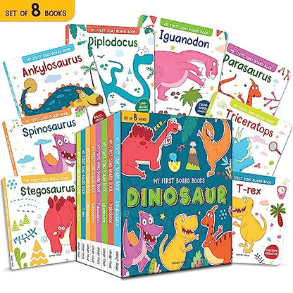 My First Dinosaur Board Books (8 Box Set) | Age 2–5 Years | Early Learning | Dino Gift Set For Kids | Preschool & Kindergarten | Latest Edition | T-Rex | Triceratops | Stego & Spino Saurus & More
