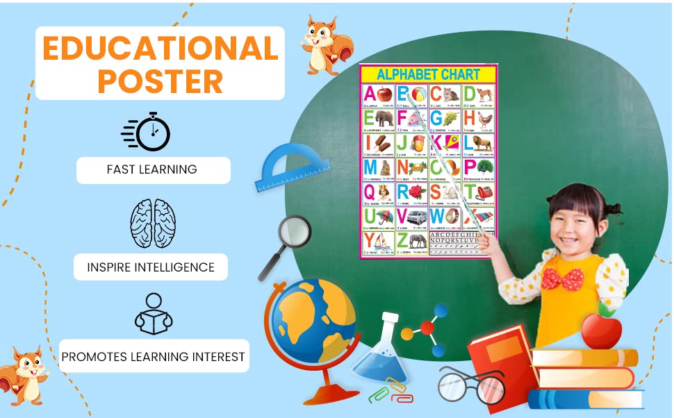 Early Learning Educational Charts Set For Kids|Set Of 11|Non-Tearable & Waterproof|Double Sided Laminated|Billingual Charts In English & Hindi|Perfect For Homeschooling And Nursery Students
