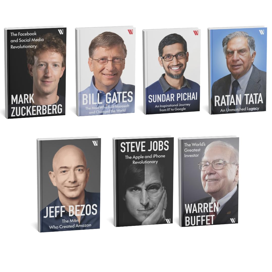 Success Power Pack Biography Collection (English - Set of 7 Books) | Ratan Tata | Sundar Pichai | Bill Gates | Warren Buffett | Mark Zuckerberg | Steve Jobs | Jeff Bezos