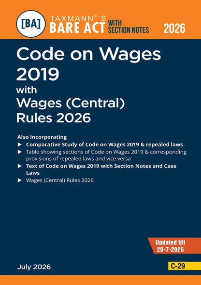 Taxmann's Labour Codes with Central Rules COMBO [Bare Acts with Section Notes | July 2026 Edition] – Code on Wages | IR | Social Security | OSHWC | 4 Books—with Case Laws | Comparative Study | Others