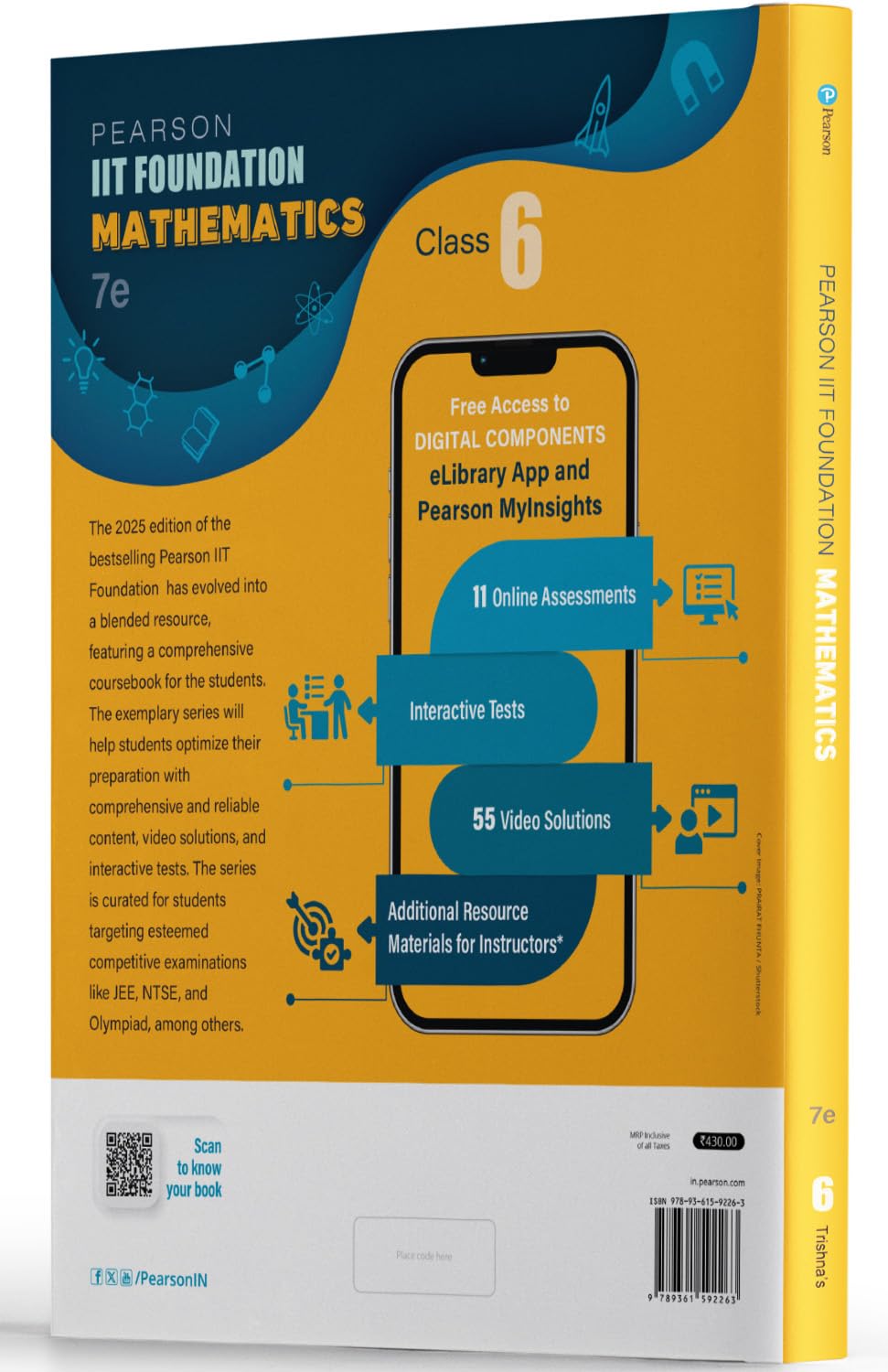 Pearson IIT Foundation'25 Mathematics Class 6 | For JEE, NTSE & Olympiad Exams | As per CBSE, ICSE & State Curriculums | Free acess to 11 Online Assessments, 55 Video Solutions & Interactive Tests via Pearson MyInsights & elibrary | 7th edition