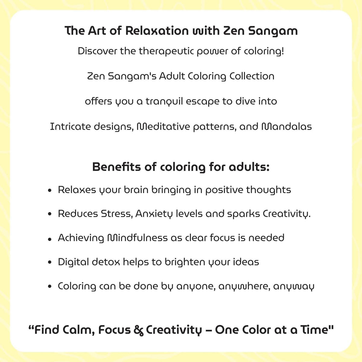 Zen Sangam - Magical Floral Doodle Illustrations Adults Coloring Book - 24 Unique Designs