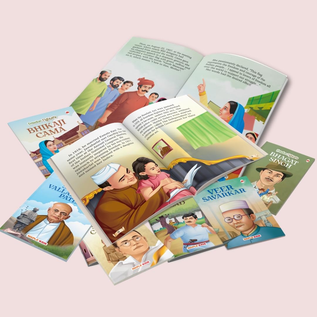 Story Books for Kids (Set of 15 Books) (Illustrated) - Freedom Fighters - Biographies for Children - Gandhi, Nehru, Sarojini Naidu, Tilak, Mangal Pandey etc., - Age 6+