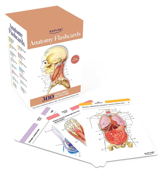 Kaplan Anatomy Flashcards: 300 Clearly Labeled Full-Color Cards