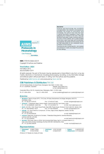 AIIMS Protocols In Neonatology Core Protocols 2 Vol Set 3rd Reprint Edition (PB 2025): 1,2