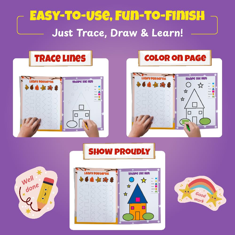 Set of 4 Writing Time Kids' First Pencil Control & Patterns Books, Capital Letters, Small Letters, Numbers, Patterns & Shapes, Hand Writing Practice ... Years (Set of 4 Pencil Control Pattern Book)