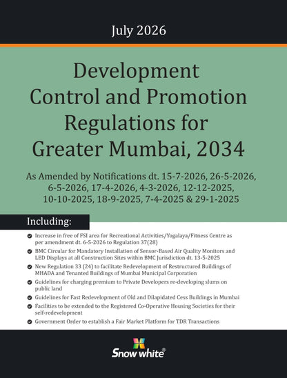 Snowwhite's Development Control and Promotion Regulations (DCR) for Greater Mumbai, 2034 - July 2026 Edition