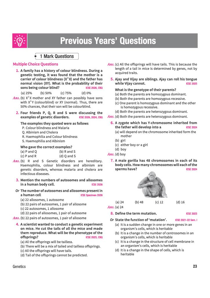 Arihant ICSE Question Bank Class 10 Biology For Board Exam 2027 | 26 Years Chapterwise & Topicwise PYQs (2026–2001) with Detailed Step-by-Step ... Comments, Smart Tips & 3 Sample Papers