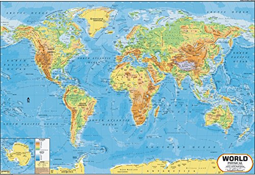 World Map : PHYSICAL (70 x 100 cm)- Laminated