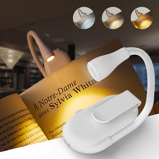 Clip-On LED Book Reading Lamp – 3 Modes, Eye-Caring, Portable (White)