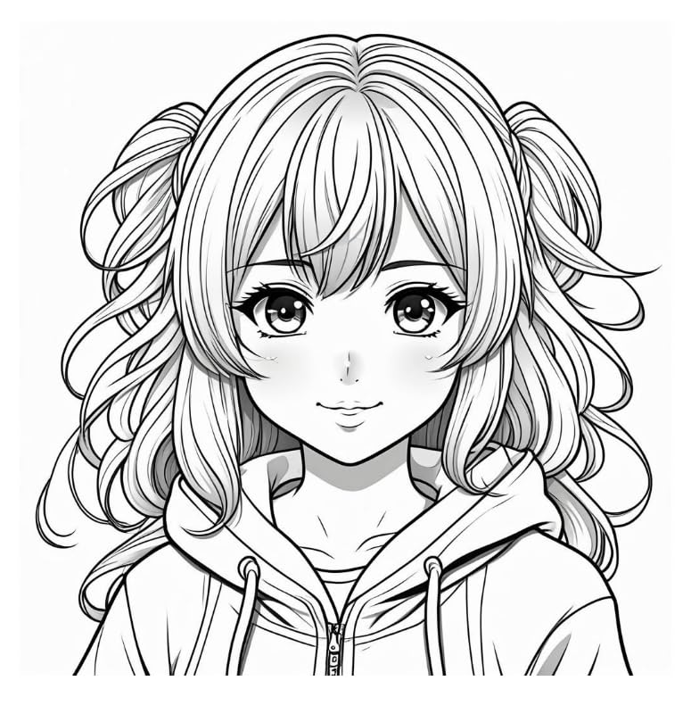 Cute Anime Coloring Book, Mind Relaxing