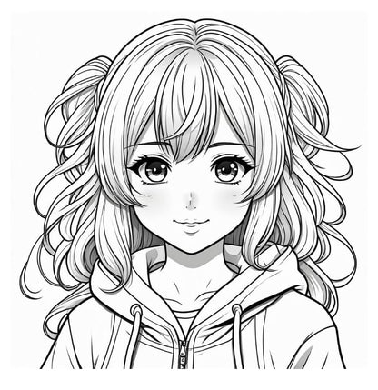 Cute Anime Coloring Book, Mind Relaxing