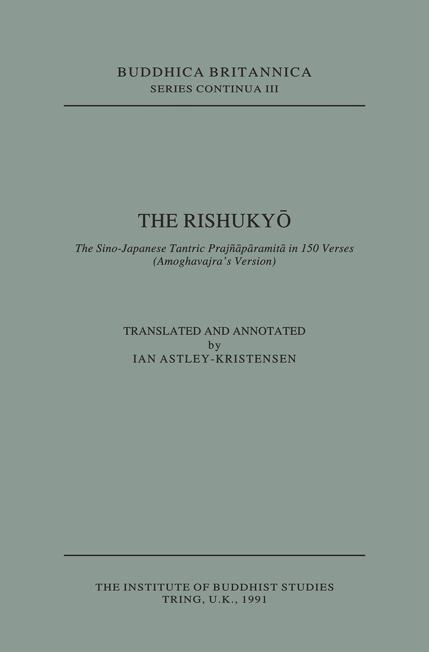 Budhica Britannica Series: The Rishukyo Vol. 3 book cover