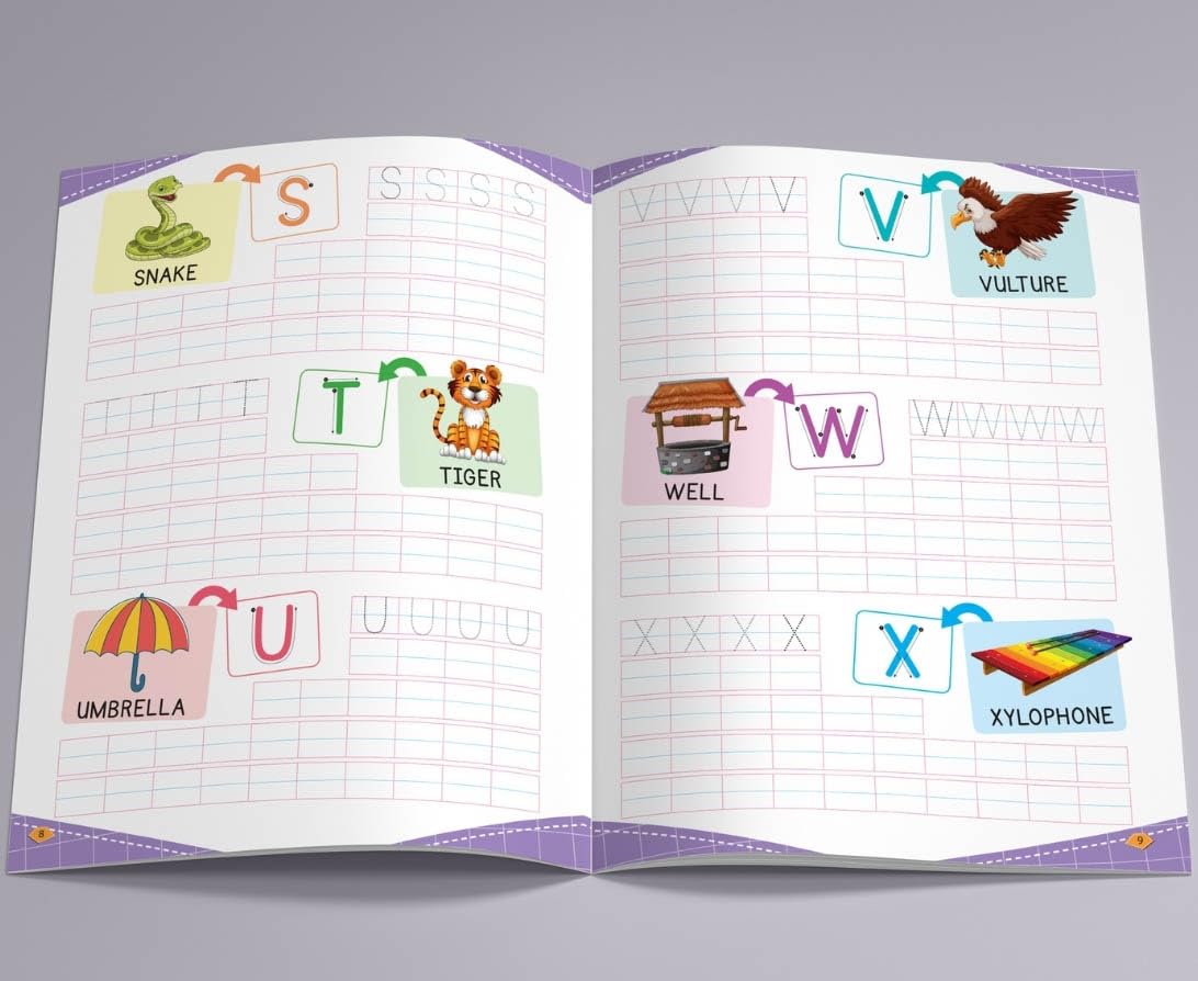 All in One - Writing Practice Fun - Write and Practice Capital Letters, Small Letters, Cursive Writing, Hindi Varnamala and Numbers - Book for Kids 2+ Years Old