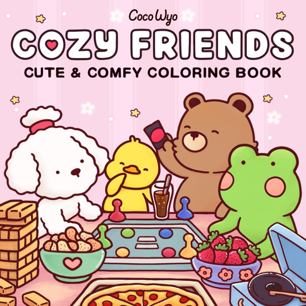 Cozy Friends: Coloring Book for Adults and Teens Featuring Super Cute Animal Characters with Easy and Simple Designs for Relaxation 