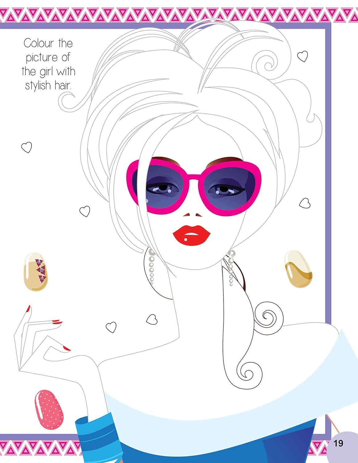 Nail Art and Hair Style Colouring and Sticker Activity Book for Kids Age 3 -6 years- Create and Colour Your Own Nail Art with 100+ Glitter Stickers
