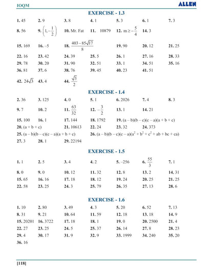 Indian Olympiad Qualifier in Mathematics (IOQM/ PRE-RMO) Book Part 1 & 2 with Solutions for Class 8 to 12 (Set of 3 Books Combo) by ALLEN