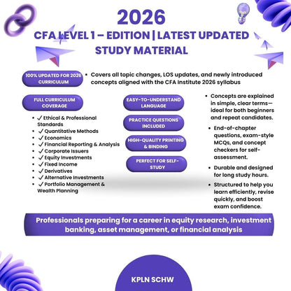 2026 CFA Level 1 KPLN SCHW Study Notes with 4 Syllabus Guides, 2 Question Banks, Exam Preparation Material - KPLN SCHW