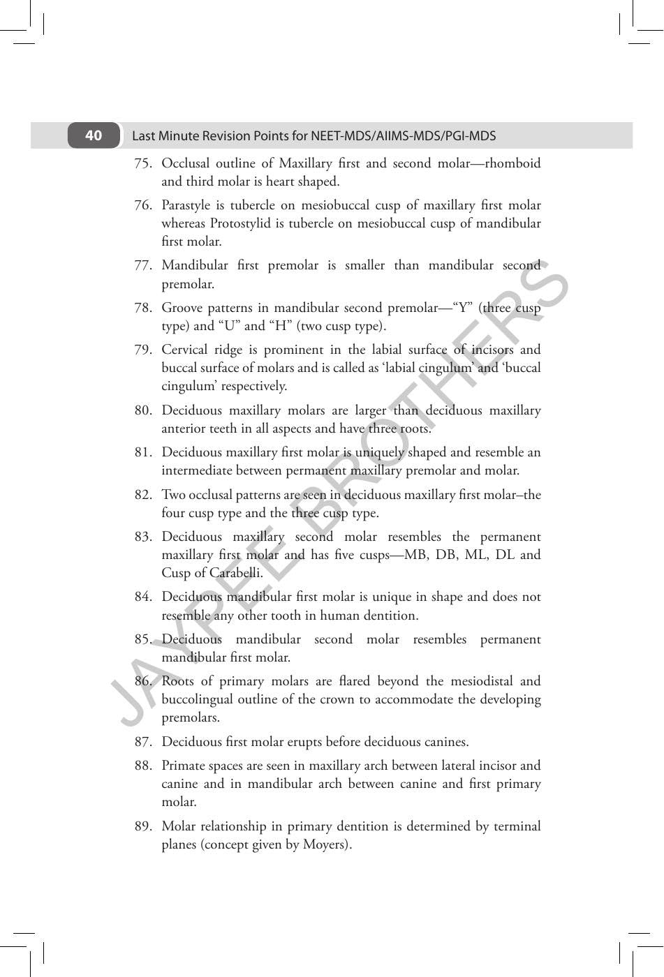 LMRP Dental Exam Series Last Minute Revision Points for NEET-MDS/AIIMS-MDS/PGI-MDS
