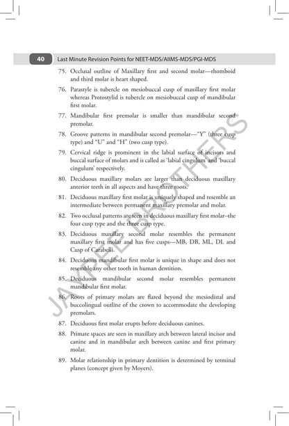 LMRP Dental Exam Series Last Minute Revision Points for NEET-MDS/AIIMS-MDS/PGI-MDS