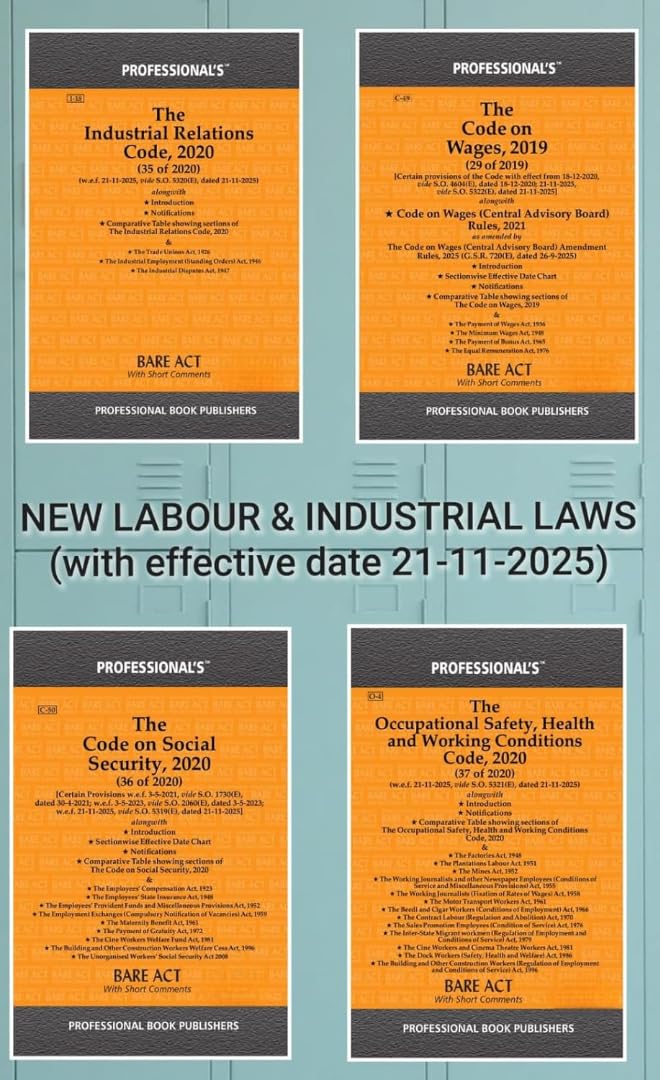 Labour Laws combo of Code on Wages, Social Security, Industrial Relations and Occupational Health & Safety