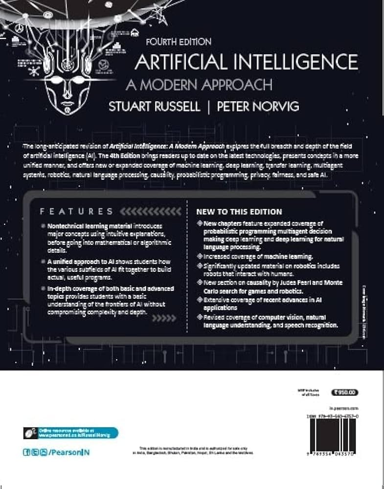 Artificial Intelligence A Modern Approach 4e | Russell Norvig | Machine Learning, Deep Learning, NLP, Robotics | AI Textbook | Pearson