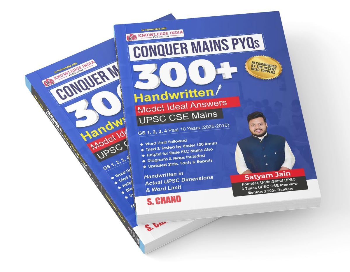 UPSC Conquer Mains PYQs 300+ Handwritten Notes Model Answers Book for UPSC CSE & State PSC Main Exam 2026 | 10 Year Exams PYQ GS General Studies Paper 1, 2, 3, 4 | Diagrams, Maps (in English) 2025-26