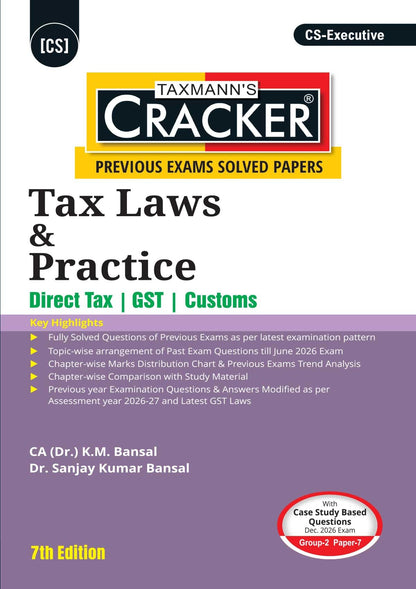 Taxmann's CRACKER COMBO for CS Executive | Dec. 2026/June 2027 Exams | Group 2 – Papers 5 to 7 | CRACKER Series | CMSL, ECIPL | EC & IPL and Tax | June 2026 Edition | Set of 3 Books