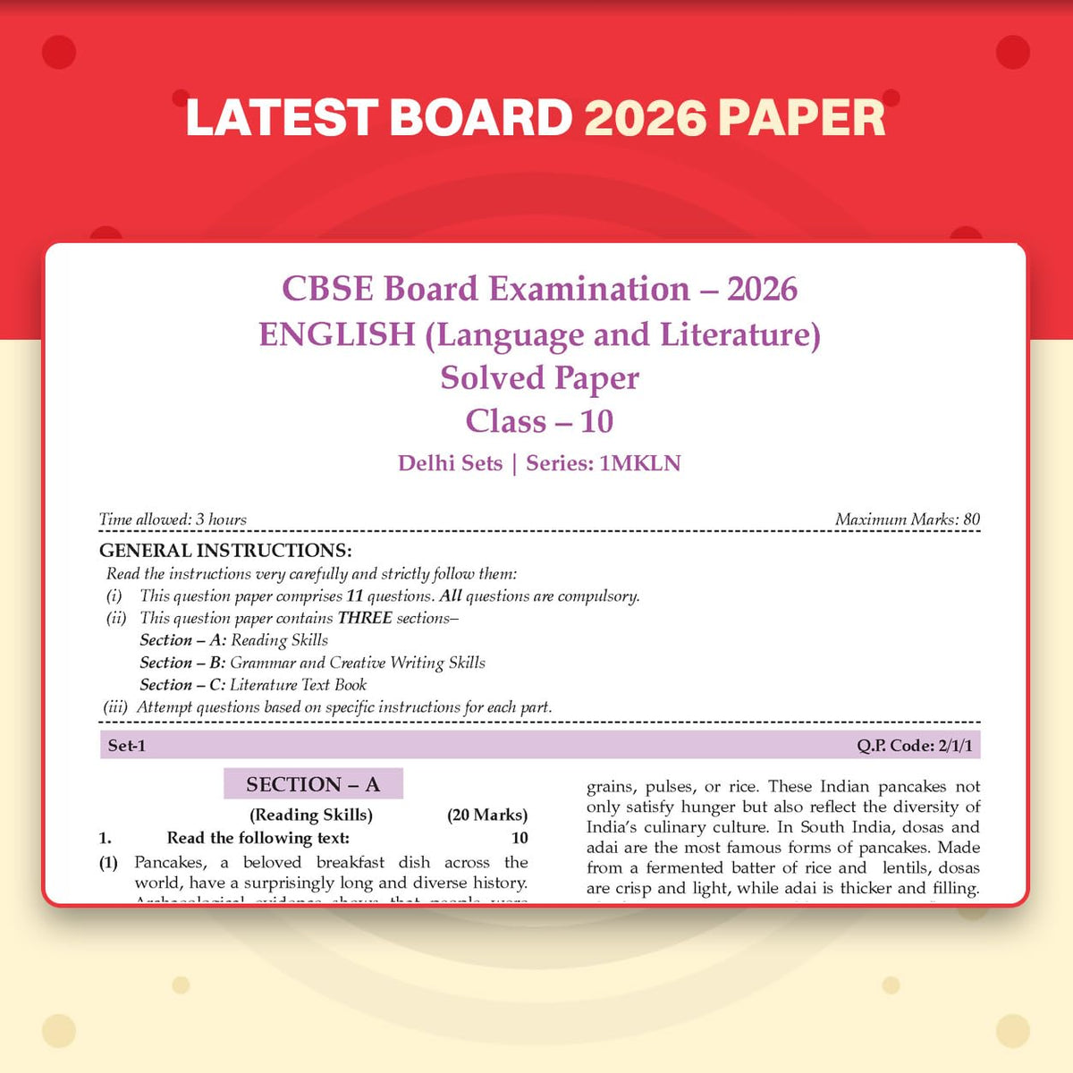 Oswaal CBSE Class 10 English Language & Literature Question Bank | Chapter & Topic-wise Solved Papers (2017–2026) | Based on Latest Syllabus (April 2026) | Includes 2026 Papers | For 2027 Exam