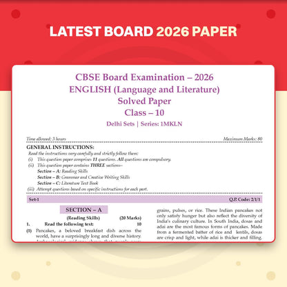 Oswaal CBSE Class 10 English Language & Literature Question Bank | Chapter & Topic-wise Solved Papers (2017–2026) | Based on Latest Syllabus (April 2026) | Includes 2026 Papers | For 2027 Exam