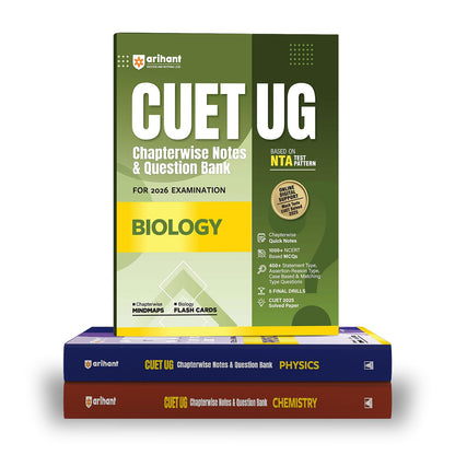 Arihant CUET UG 2026 PCB Combo (Physics, Chemistry & Biology) | Chapterwise Notes & Question Bank | Based on NTA Pattern | 1000+ NCERT MCQs, Assertion ... & Flash Cards | Free Online Digital Support.