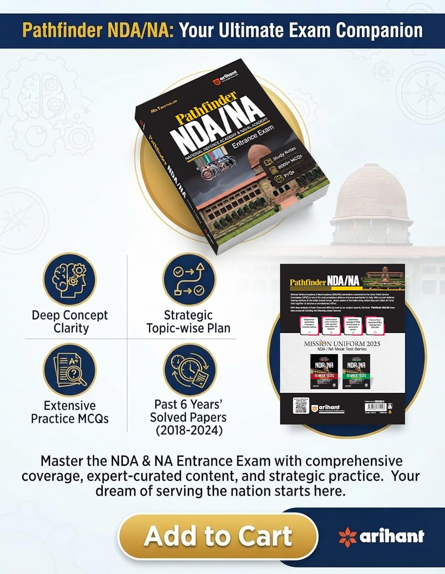 Arihant Pathfinder NDA/NA Entrance Exam Book 2026 | National Defence & Naval Academy | 8000+ MCQs, PYQs & Complete Study Notes | Latest Edition for NDA Written Exam Preparation | English Medium