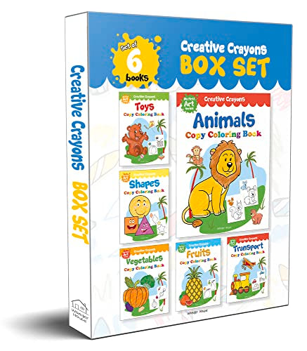 Colouring Books Super Boxset: Pack of 6 Crayon Copy Colour Books for Kids book cover