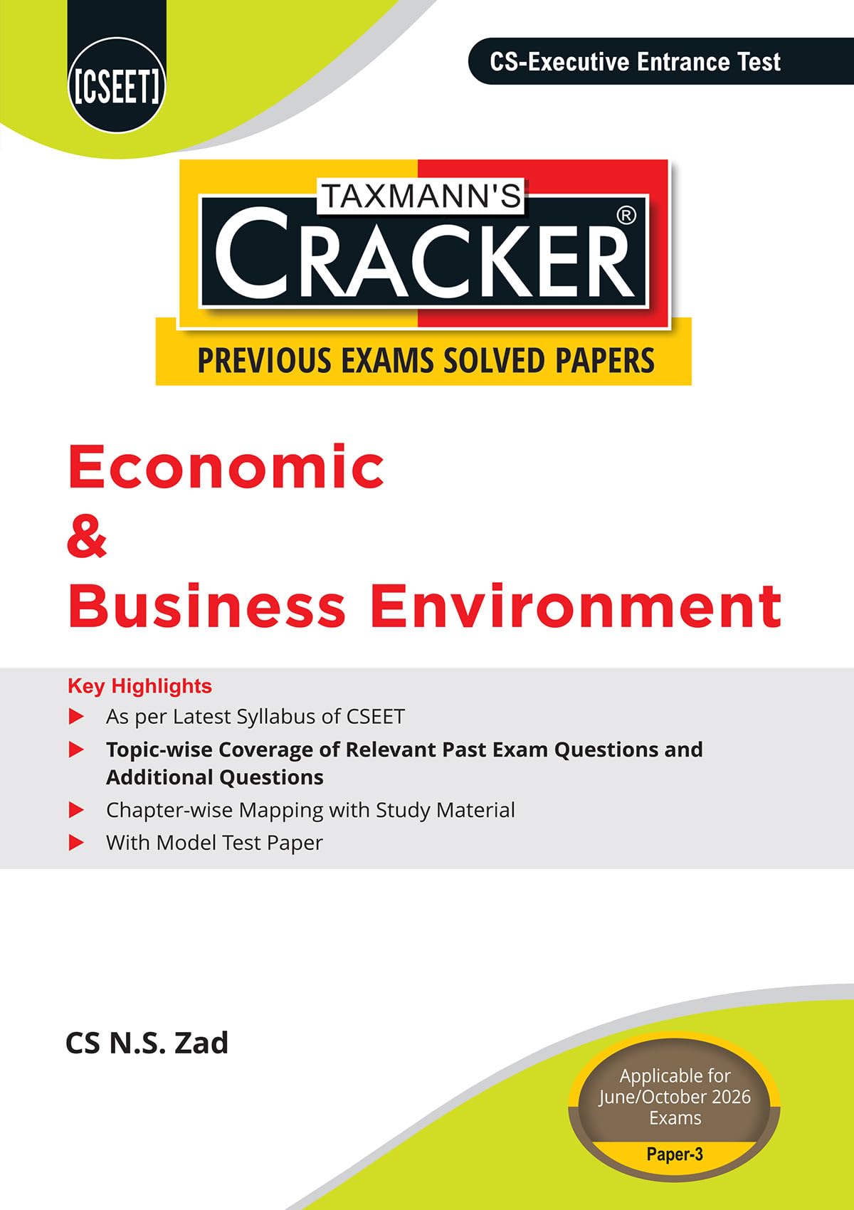 Taxmann's CRACKER Combo for CSEET | June/Oct. 2026 Exams – Papers 1 to 4 | CRACKER Series | BCOM, FOA, E&BE, and BL&M | March/May 2026 Editions | Set of 4 Books
