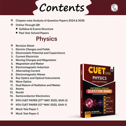 PW CUET UG Entrance Exam Books 2026 – Physics | Chapterwise & Topicwise MCQs Question Bank | Theory + Exercises | CUET UG PYQ (2025–2022) | Mock Tests | Latest NTA Pattern | Paperback