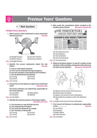 Arihant ICSE Question Bank Class 10 History & Civics For Board Exam 2027 | 26 Years Chapterwise & Topicwise PYQs (2026–2001) with Detailed Step-by-Step Solutions, Examiner's Comments, 3 Sample Papers