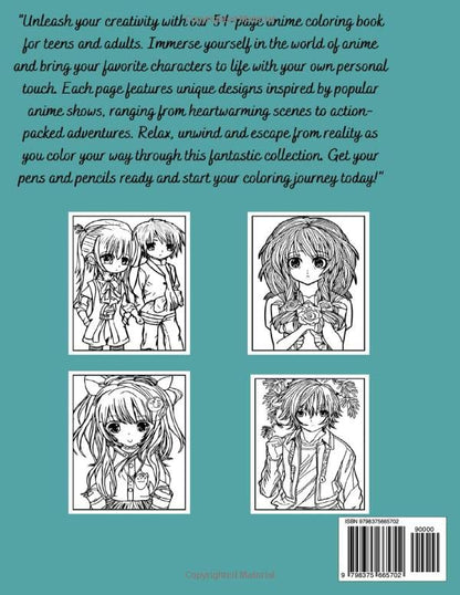 Anime Coloring Book For Teens and Adults: 52 Beautiful Japanese Anime